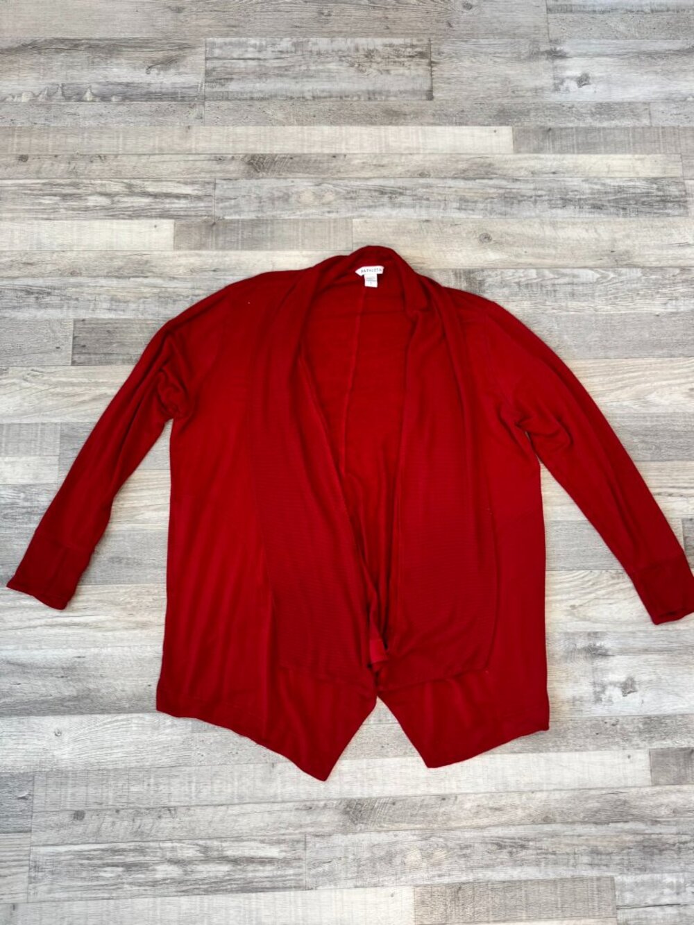Athleta red drape front sweater cardigan size large B7